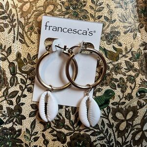 Francesca's Collections Gold and White Shell Earrings